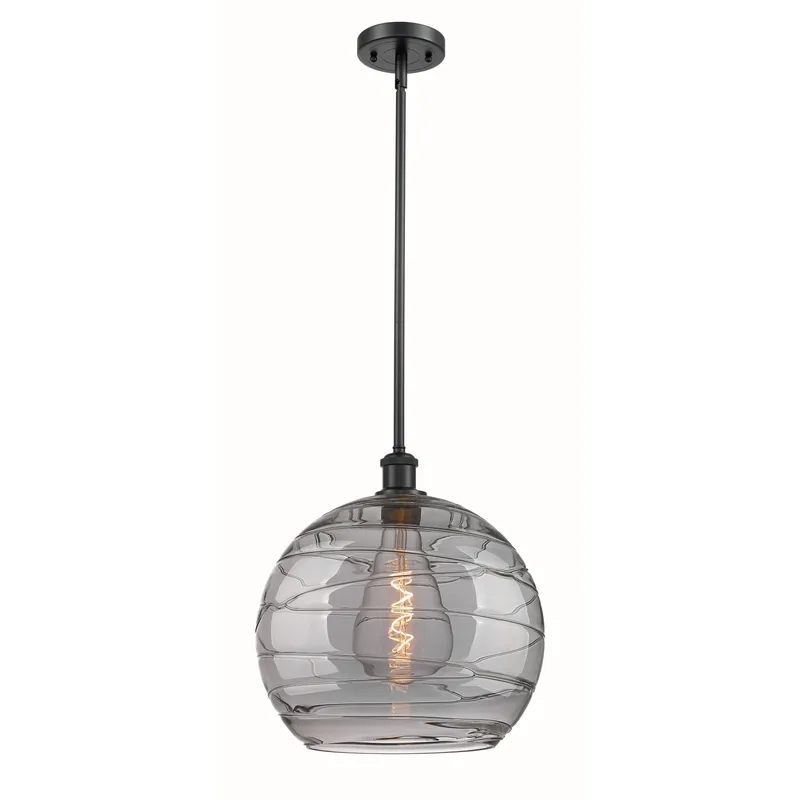 Ballston Athens Deco Swirl 1 Light 13.75 inch Matte Black Stem Hung Pendant Ceiling Light