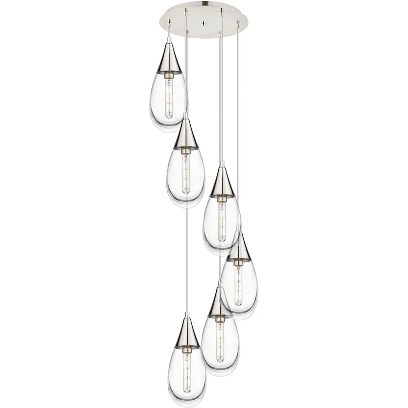 Malone 6 Light 16.63 inch Polished Nickel Multi Pendant Ceiling Light in Clear Glass