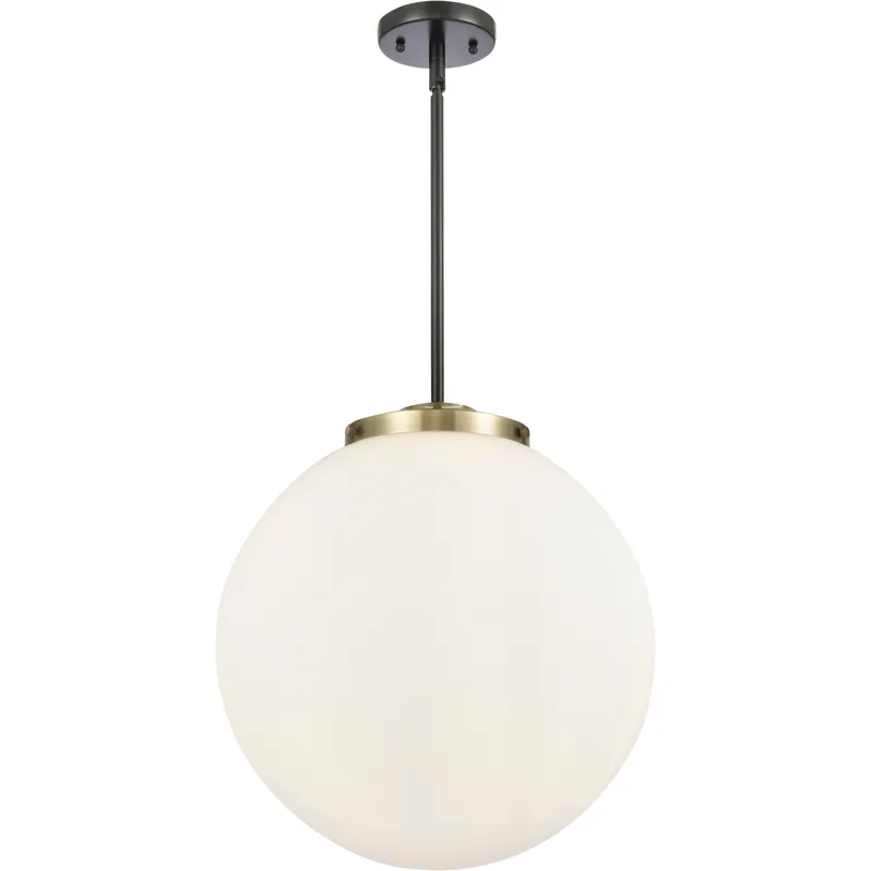 Franklin Restoration Beacon 3 Light 16 inch Black Antique Brass Statement Pendant Ceiling Light in Incandescent, Matte White