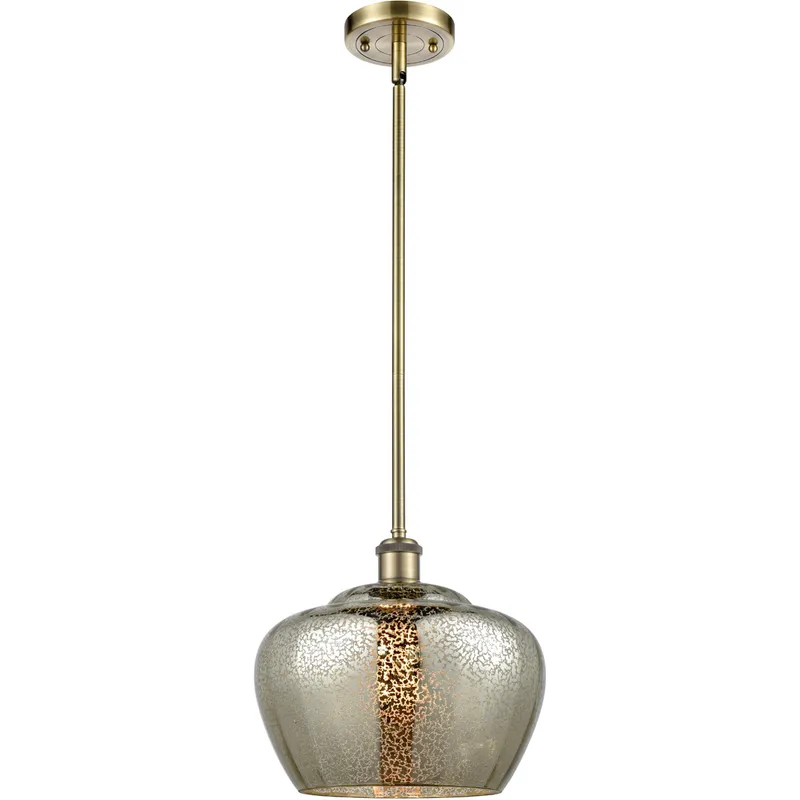 Ballston Large Fenton 1 Light 11 inch Antique Brass Pendant Ceiling Light in Incandescent, Mercury Glass, Ballston