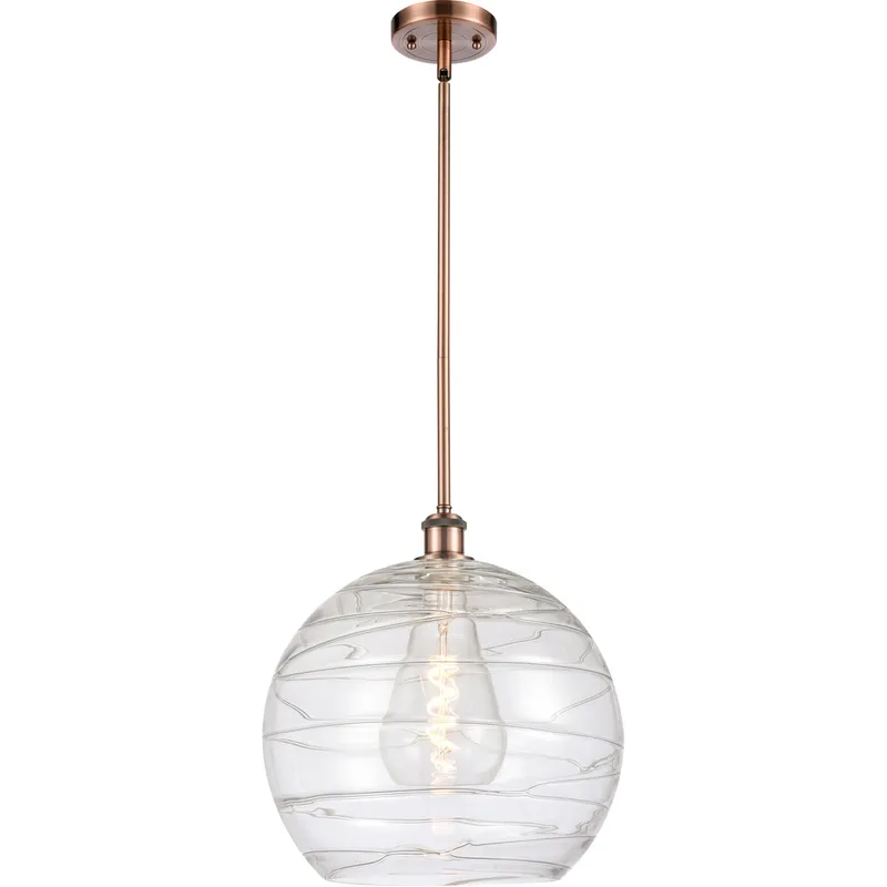 Ballston Deco Swirl 1 Light 14 inch Antique Copper Pendant Ceiling Light