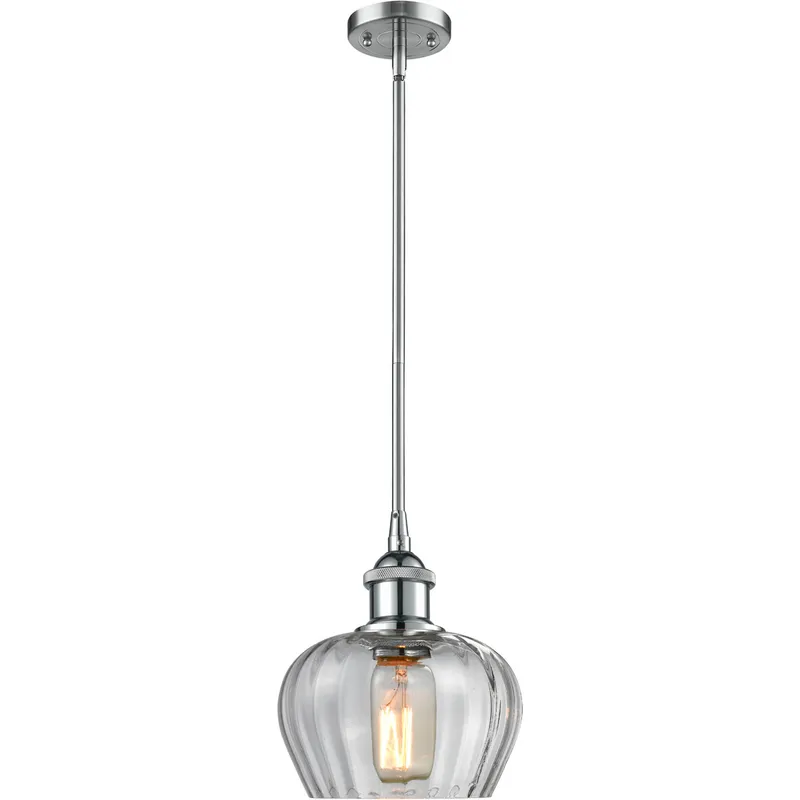 Ballston Fenton LED 7 inch Polished Chrome Pendant Ceiling Light in Clear Glass, Ballston