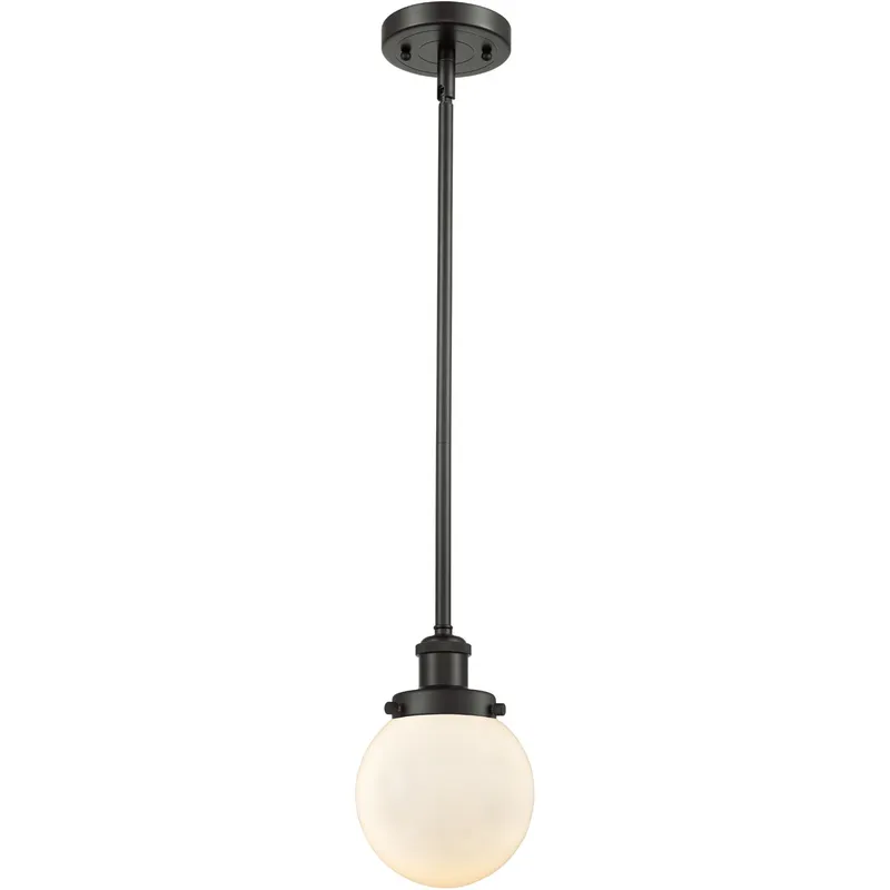 Ballston Beacon LED 6 inch Oil Rubbed Bronze Pendant Ceiling Light in Matte White Glass, Ballston