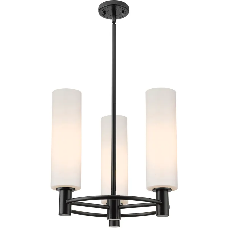 Crown Point 3 Light 18 inch Matte Black Pendant Ceiling Light in Matte White Glass