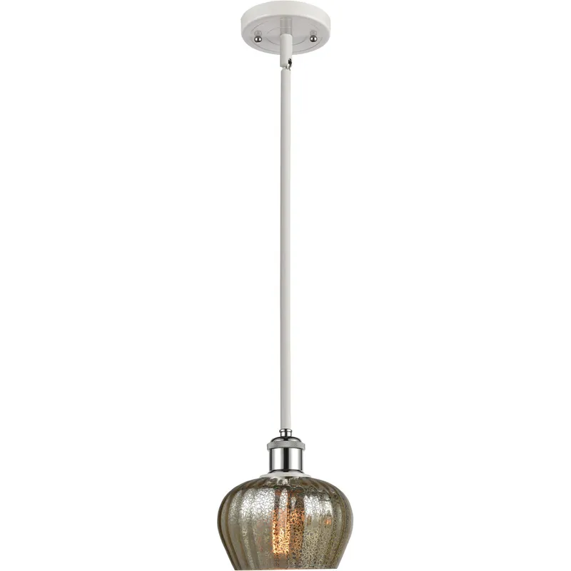 Ballston Fenton LED 7 inch White and Polished Chrome Pendant Ceiling Light in Mercury Glass, Ballston