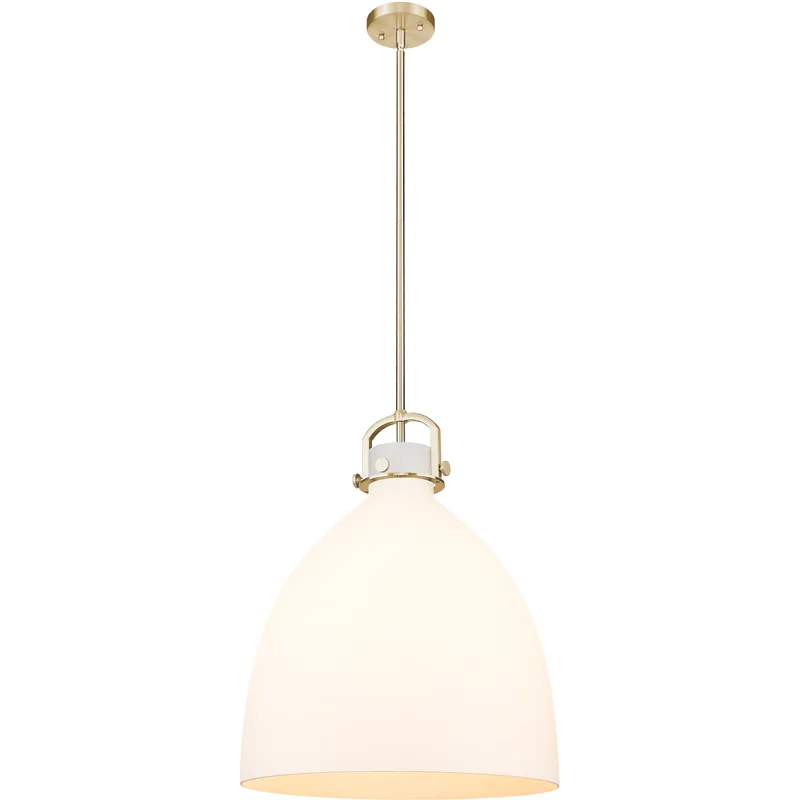 Newton Bell 1 Light 18 inch Champagne Bronze Pendant Ceiling Light in Matte White Glass
