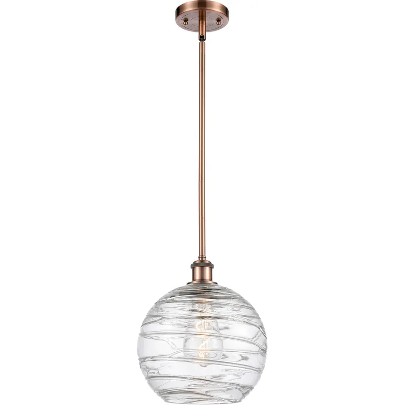 Ballston Large Deco Swirl LED 10 inch Antique Copper Pendant Ceiling Light, Ballston