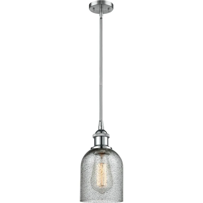 Ballston Caledonia 1 Light 5 inch Polished Chrome Pendant Ceiling Light in Charcoal Glass, Ballston