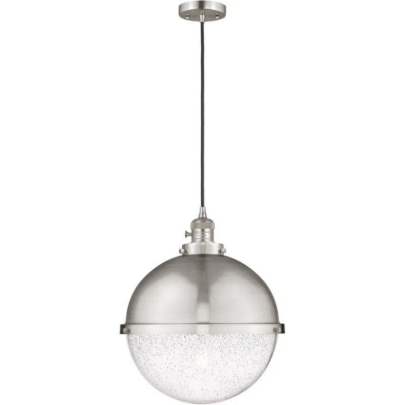 Franklin Restoration Hampden 1 Light 12.88 inch Brushed Satin Nickel Pendant Ceiling Light in Seedy Glass