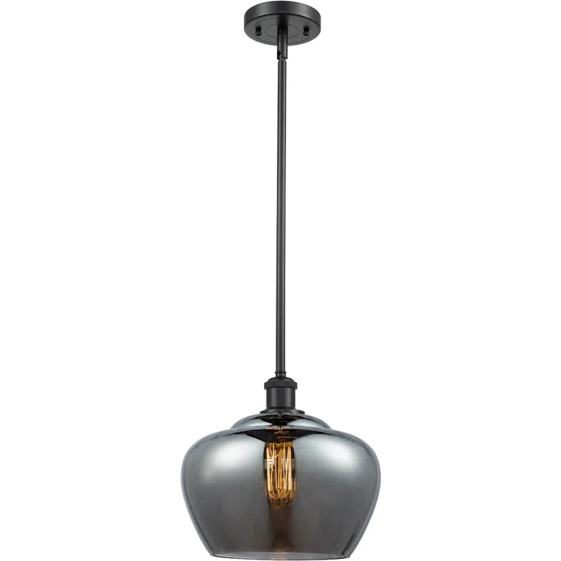 Ballston Large Fenton 1 Light 11 inch Matte Black Pendant Ceiling Light in Light Smoke Glass, Ballston