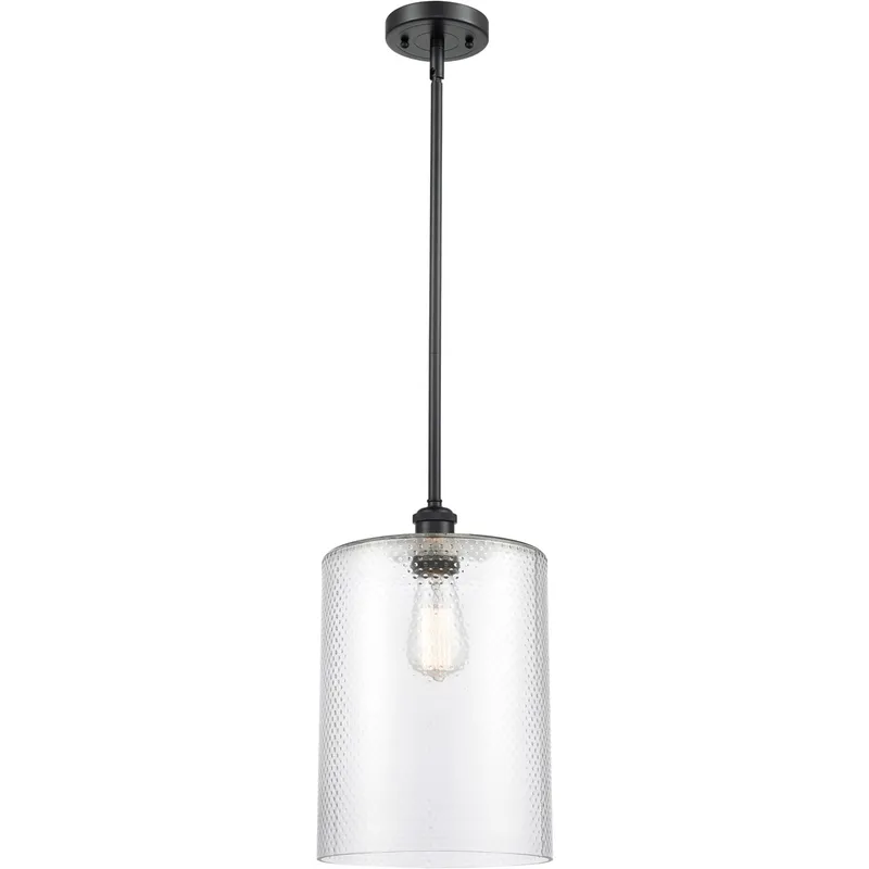Ballston Large Cobbleskill 1 Light 9 inch Matte Black Pendant Ceiling Light in Clear Glass, Ballston