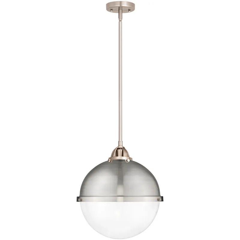 Nouveau 2 Hampden 1 Light 12.88 inch Brushed Satin Nickel Pendant Ceiling Light in Clear Glass