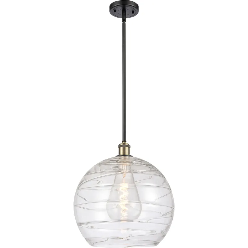 Ballston Deco Swirl 1 Light 14 inch Black Antique Brass and Matte Black Pendant Ceiling Light