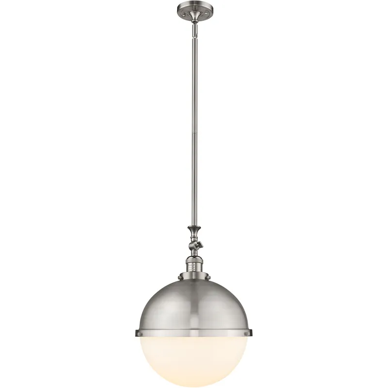 Franklin Restoration Hampden LED 12.88 inch Brushed Satin Nickel Pendant Ceiling Light in Matte White Glass