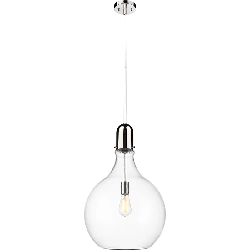 Auralume Amherst 1 Light 16 inch Polished Nickel Pendant Ceiling Light in Clear Glass
