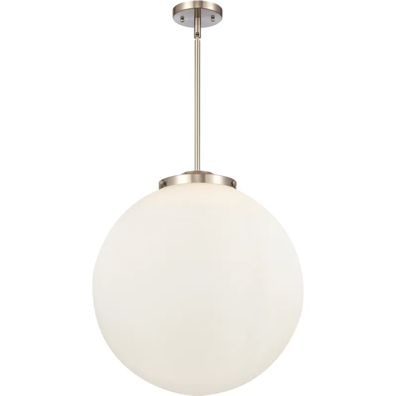 Franklin Restoration Beacon 3 Light 18 inch Brushed Satin Nickel Statement Pendant Ceiling Light in Incandescent, Matte White