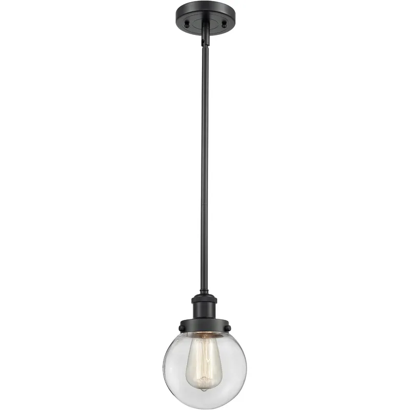 Ballston Beacon LED 6 inch Matte Black Pendant Ceiling Light in Clear Glass, Ballston
