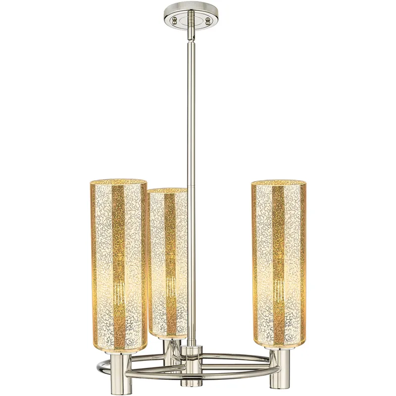 Crown Point 3 Light 18 inch Polished Nickel Pendant Ceiling Light in Mercury Glass