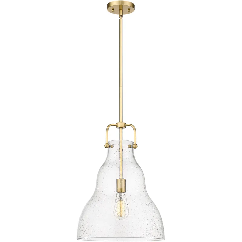Haverhill 1 Light 14 inch Satin Gold Pendant Ceiling Light in Seedy Glass
