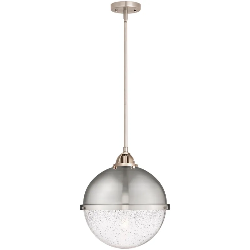 Nouveau 2 Hampden 1 Light 12.88 inch Black Antique Brass Pendant Ceiling Light in Seedy Glass