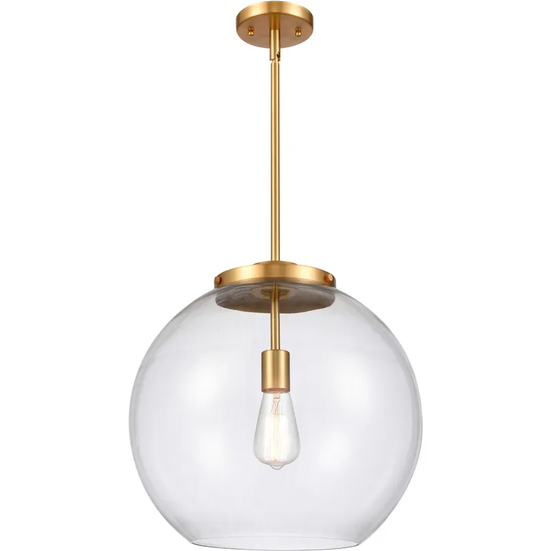Ballston Athens 1 Light 15.75 inch Satin Gold Pendant Ceiling Light in Incandescent, Clear