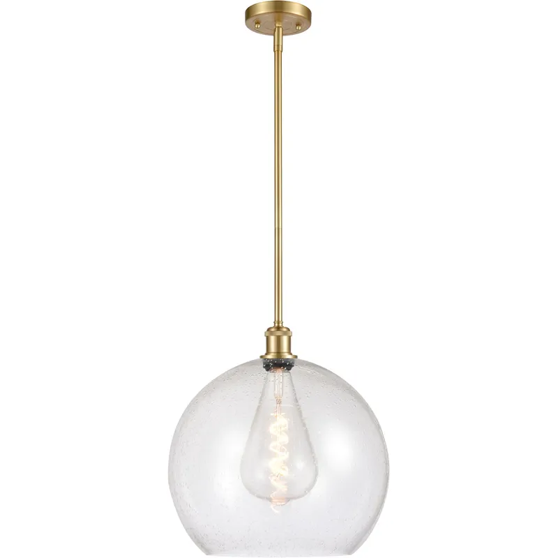 Ballston Athens 1 Light 14 inch Satin Gold Pendant Ceiling Light in Seedy Glass