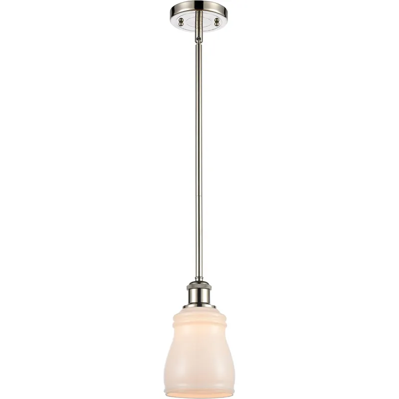 Ballston Ellery 1 Light 5 inch Polished Nickel Pendant Ceiling Light in White Glass, Ballston