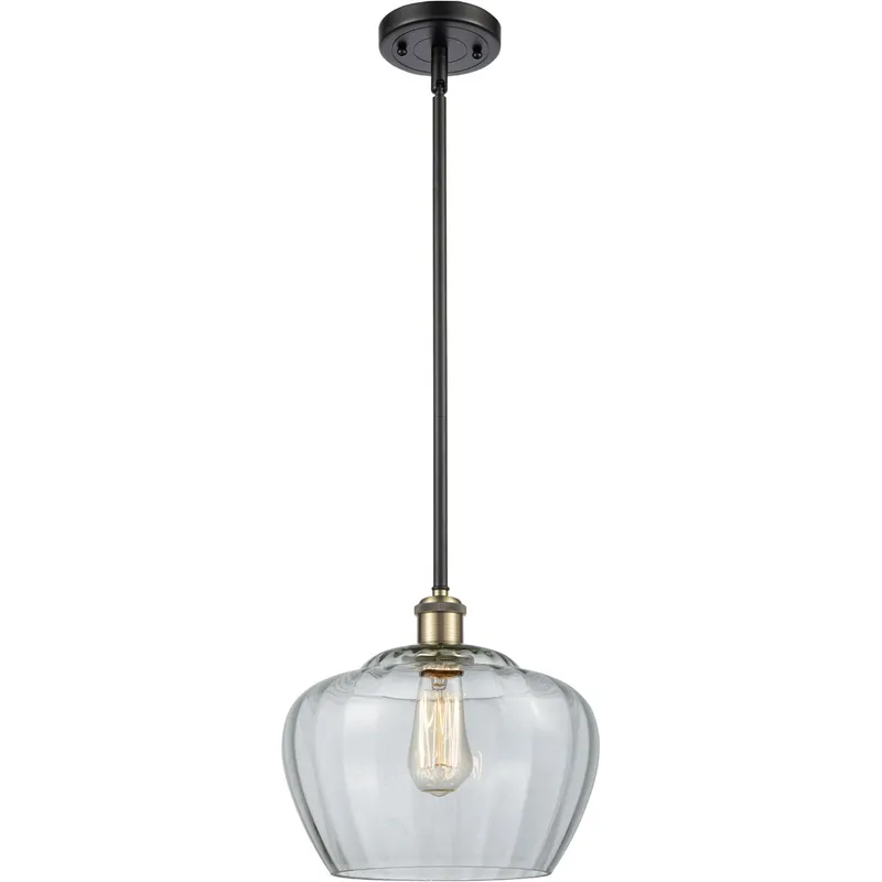 Ballston Large Fenton 1 Light 11 inch Black Antique Brass Pendant Ceiling Light in Clear Glass, Ballston