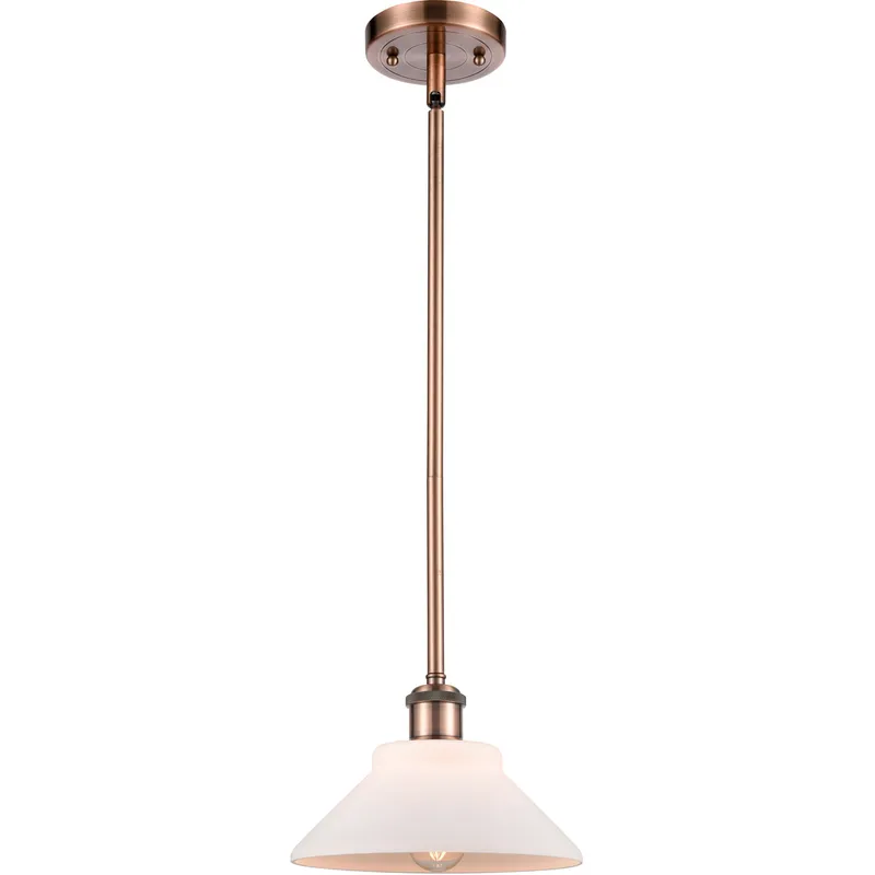Ballston Orwell 1 Light 8 inch Antique Copper Pendant Ceiling Light in Matte White Glass, Ballston