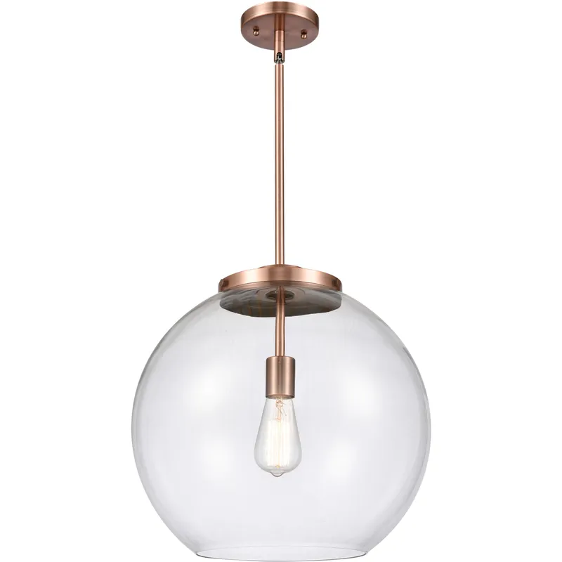 Ballston Athens LED 15.75 inch Antique Copper Pendant Ceiling Light in Clear