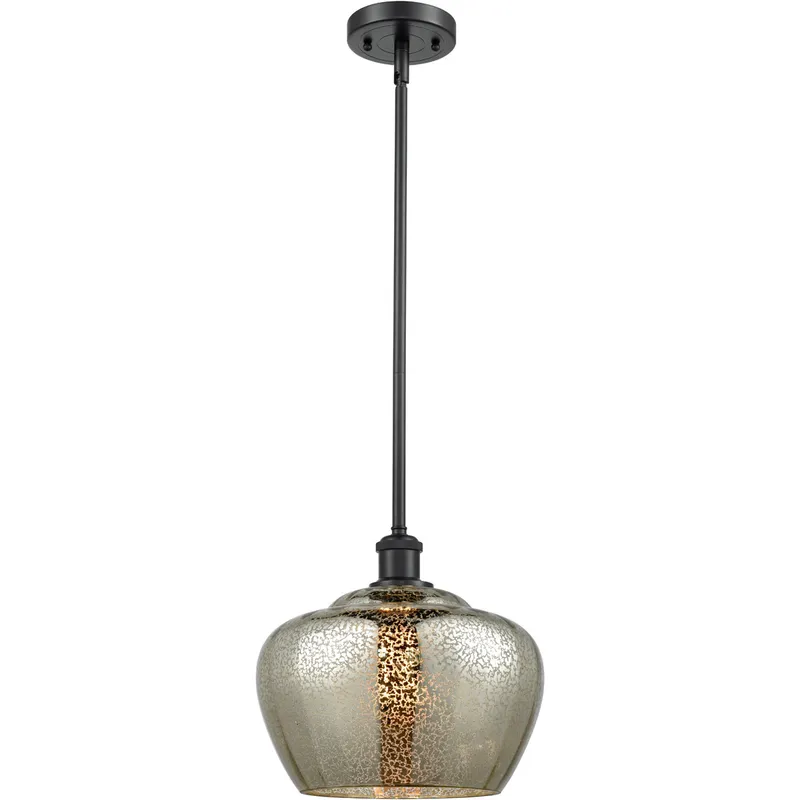 Ballston Large Fenton 1 Light 11 inch Matte Black Pendant Ceiling Light in Mercury Glass, Ballston