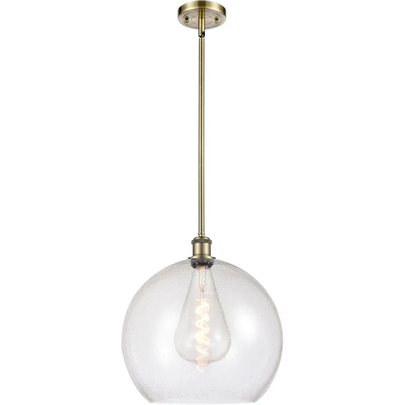 Ballston Athens 1 Light 14 inch Antique Brass Pendant Ceiling Light in Seedy Glass