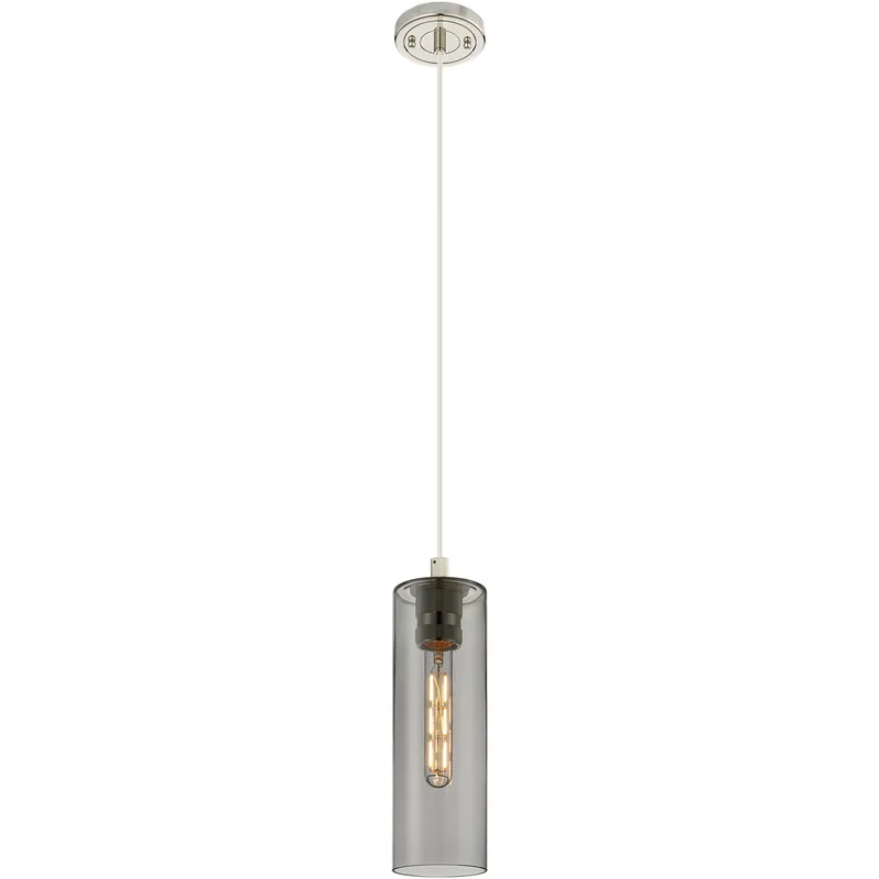 Downtown Urban Crown Point 1 Light 3.88 inch Polished Nickel Pendant Ceiling Light in Light Smoke Glass