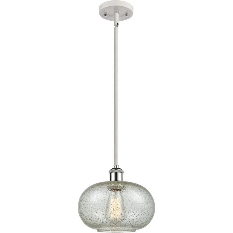 Ballston Gorham 1 Light 9.5 inch White and Polished Chrome Pendant Ceiling Light in Mica Glass, Ballston