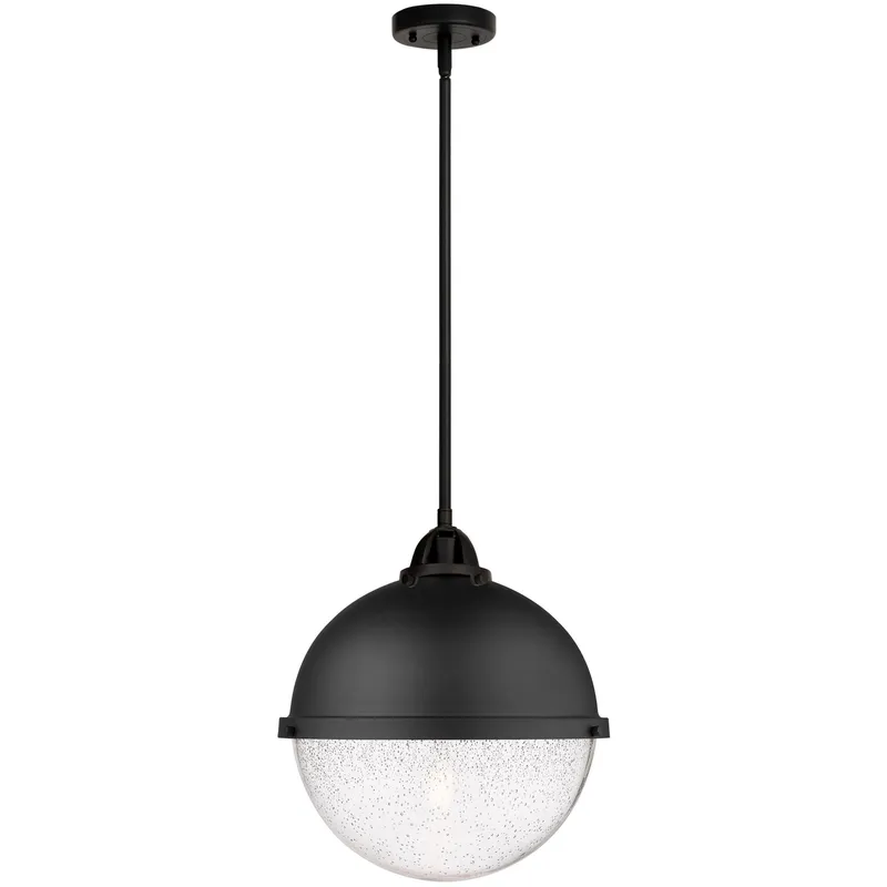 Nouveau 2 Hampden 1 Light 12.88 inch Matte Black Pendant Ceiling Light in Seedy Glass