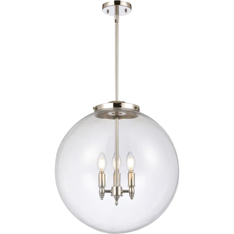 Franklin Restoration Beacon 3 Light 18 inch Polished Nickel Statement Pendant Ceiling Light in Incandescent, Clear