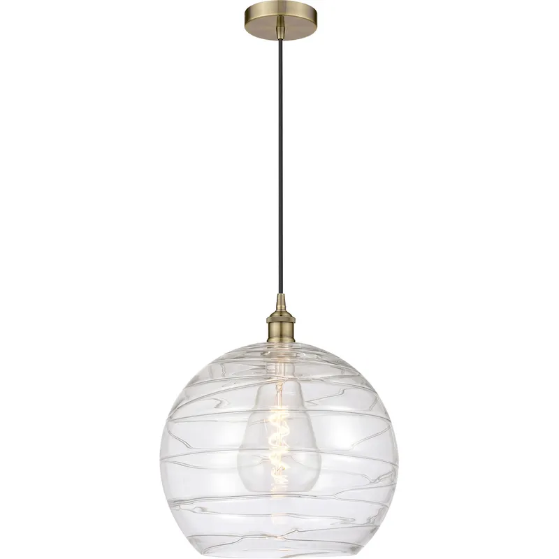 Edison Athens Deco Swirl LED 14 inch Antique Brass Pendant Ceiling Light