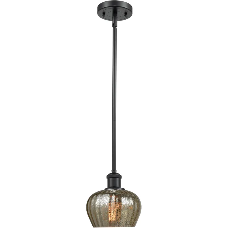 Ballston Fenton LED 7 inch Matte Black Pendant Ceiling Light in Mercury Glass, Ballston
