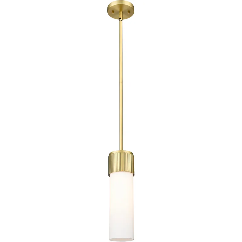Bolivar 1 Light 4 inch Brushed Brass Pendant Ceiling Light in Matte White Glass
