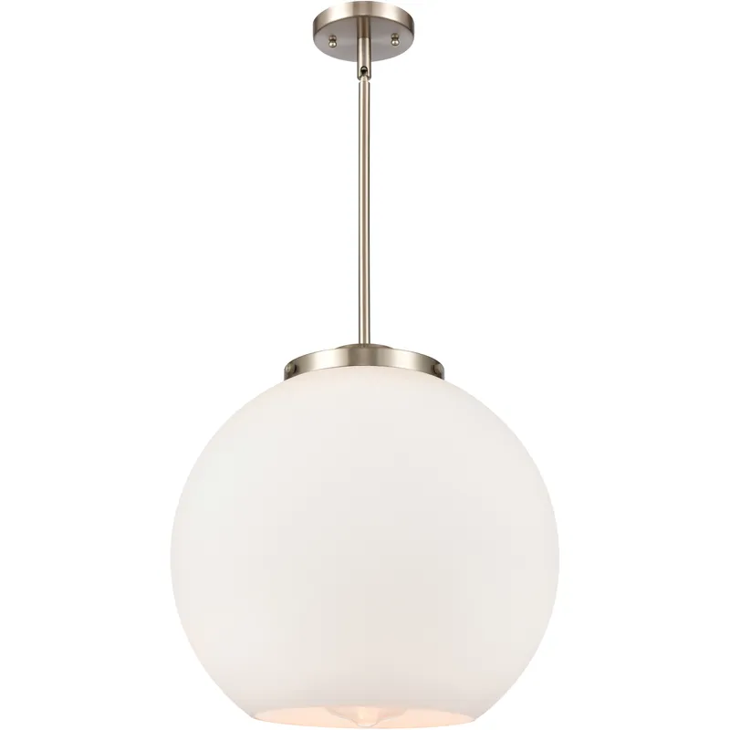 Ballston Athens 1 Light 15.75 inch Brushed Satin Nickel Pendant Ceiling Light in Incandescent, Matte White