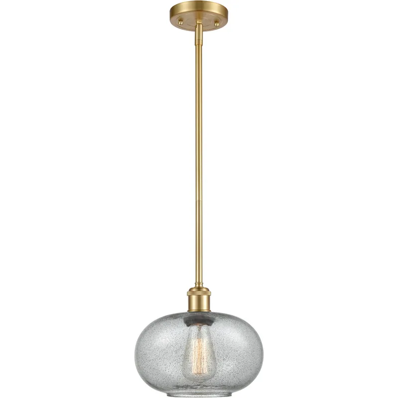 Ballston Gorham 1 Light 9.5 inch Satin Gold Pendant Ceiling Light in Charcoal Glass, Ballston