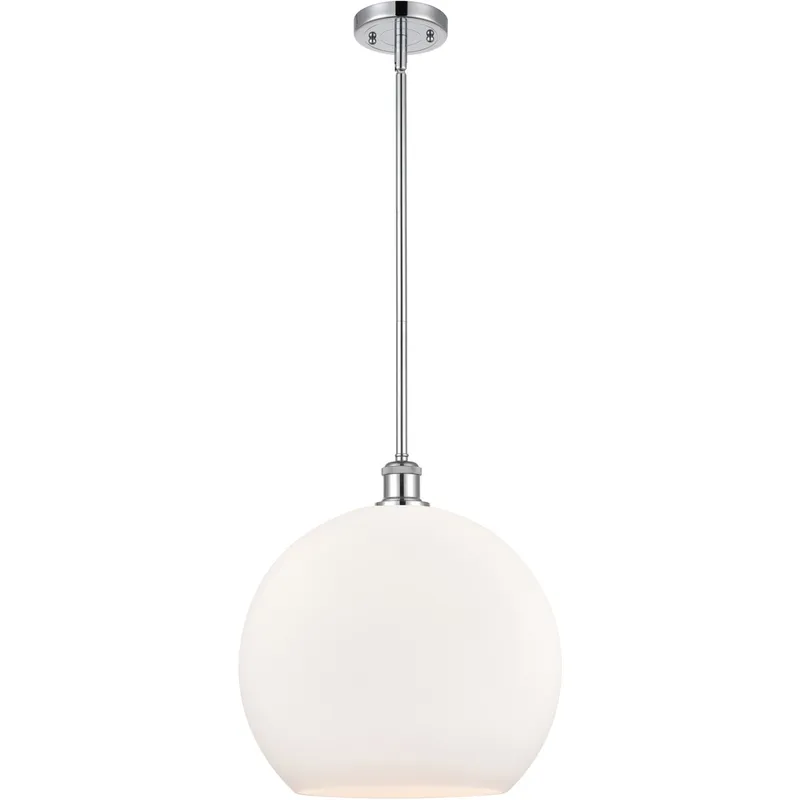 Ballston Athens 1 Light 14 inch Polished Chrome Pendant Ceiling Light in Matte White Glass