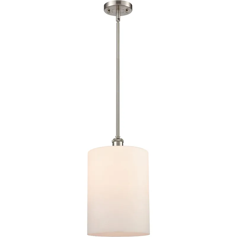 Ballston Large Cobbleskill 1 Light 9 inch Brushed Satin Nickel Pendant Ceiling Light in Matte White Glass, Ballston