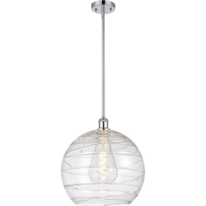 Ballston Deco Swirl 1 Light 14 inch Polished Chrome Pendant Ceiling Light