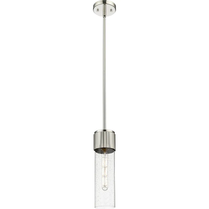 Bolivar 1 Light 4 inch Polished Nickel Pendant Ceiling Light in Seedy Glass