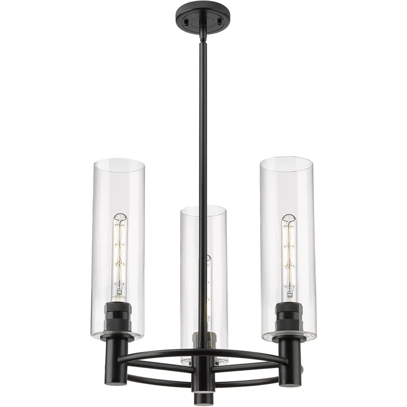 Crown Point 3 Light 18 inch Matte Black Pendant Ceiling Light in Clear Glass