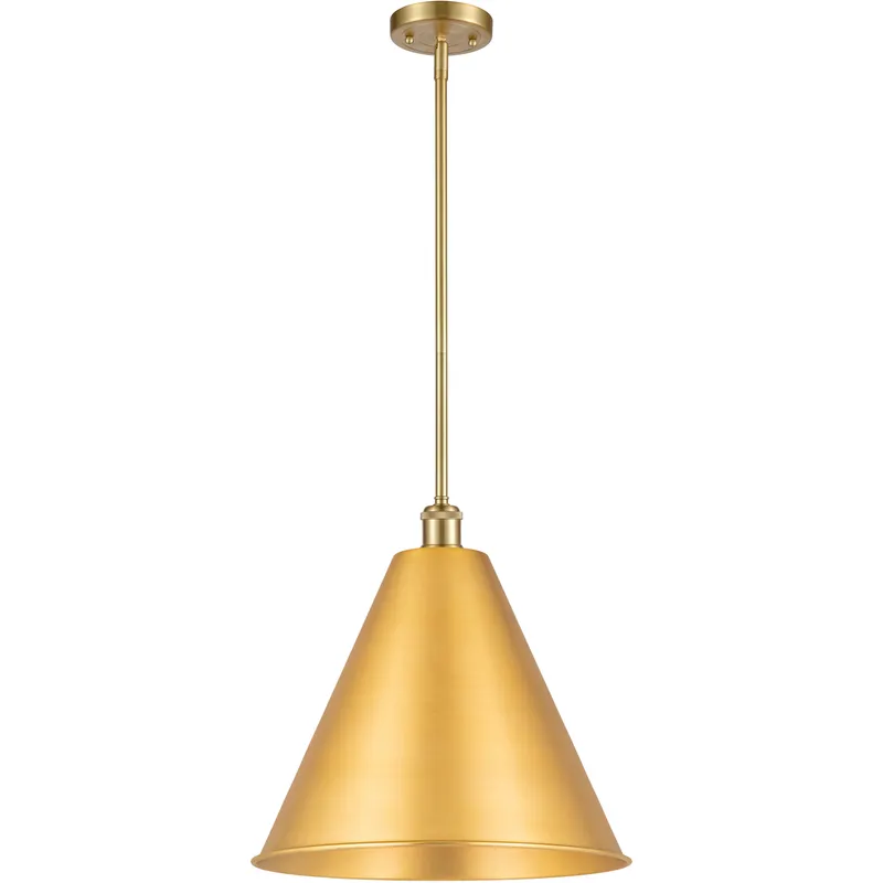 Ballston Cone LED 16 inch Satin Gold Pendant Ceiling Light