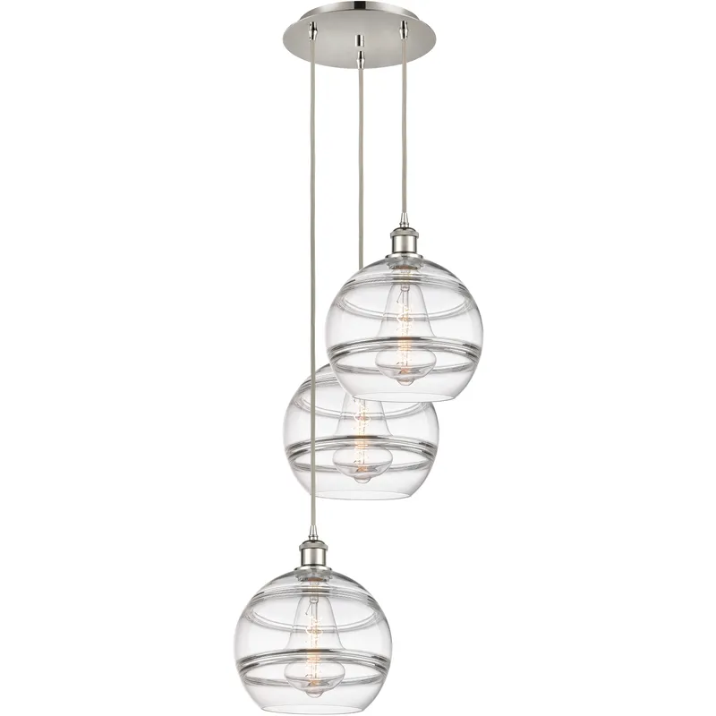 Ballston Rochester 3 Light 16.5 inch Polished Nickel Cord Hung Multi Pendant Ceiling Light