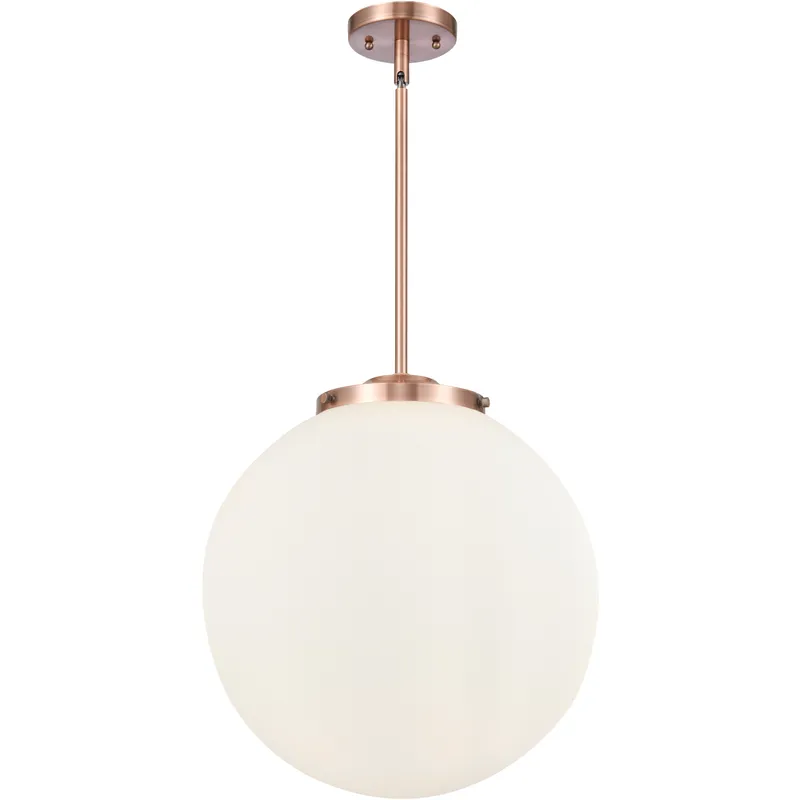 Franklin Restoration Beacon 3 Light 16 inch Antique Copper Statement Pendant Ceiling Light in Incandescent, Matte White