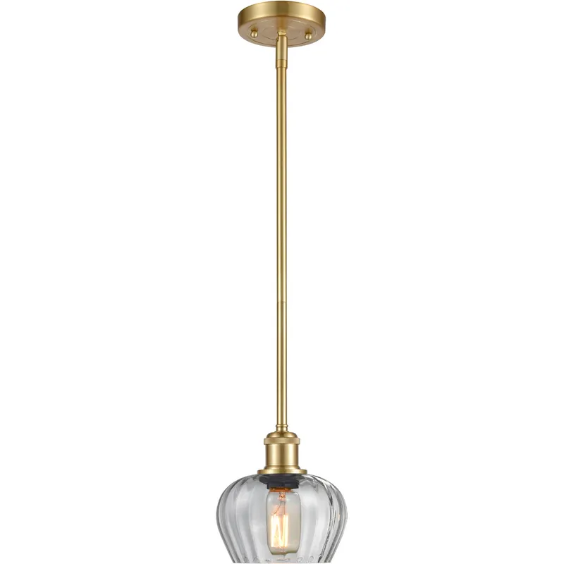 Ballston Fenton LED 7 inch Satin Gold Pendant Ceiling Light in Clear Glass, Ballston